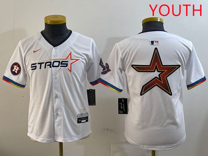 Youth Houston Astros Blank White Fourth generation Joint Name 2025 Nike MLB Jersey style 6->youth mlb jersey->Youth Jersey